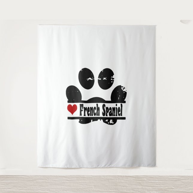 French Spaniel Dog Paw Print Tapestry (Front)