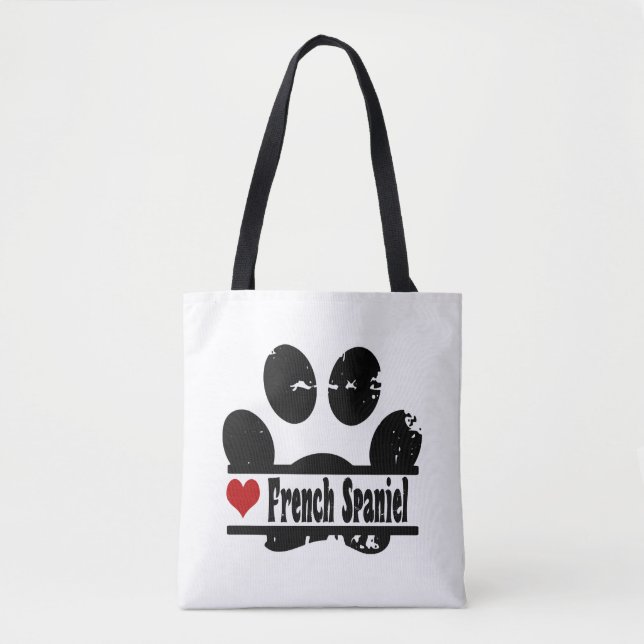 French Spaniel Dog Paw Print Tote Bag (Front)