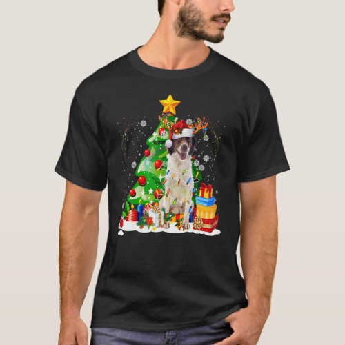 French Spaniel Reindeer Christmas Lights  Dog Xmas T_Shirt