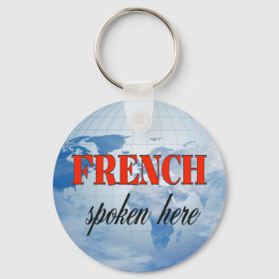 French spoken here cloudy earth keychain