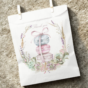 French Stack of Macarons in wreath thank you Favor Bag