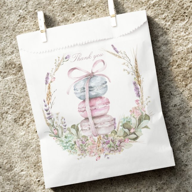 French Stack of Macarons in wreath thank you Favor Bag (Creator Uploaded)