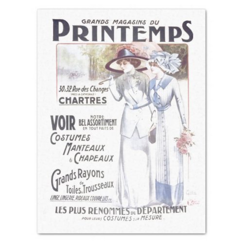 French Store Ad Spring Lady Typography Decoupage Tissue Paper