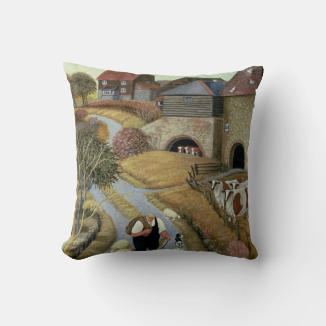 French Street Farm Throw Pillow (Front)