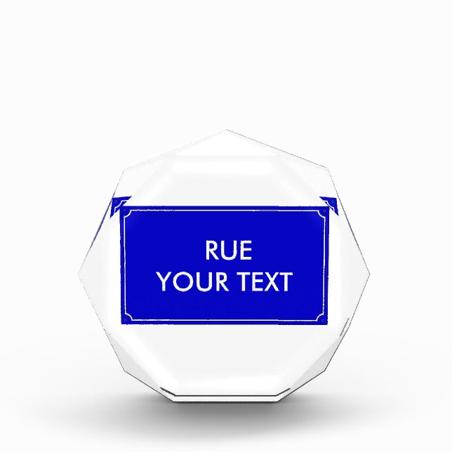 French Street Sign Template Acrylic Award (Front)