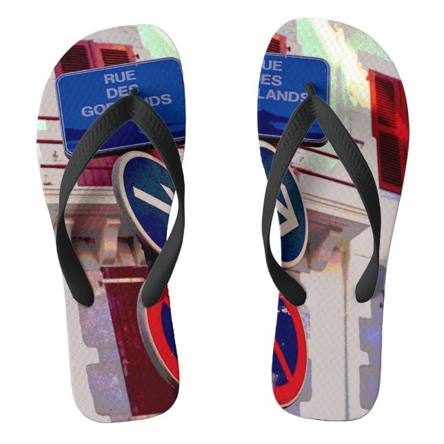 French Street Signs Flip Flops (Footbed)