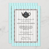 French Stripe Chic Bridal Shower Tea Party Invitation (Front/Back)