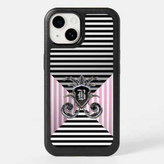French Stripe Pattern Protective Monogram OtterBox iPhone 14 Case