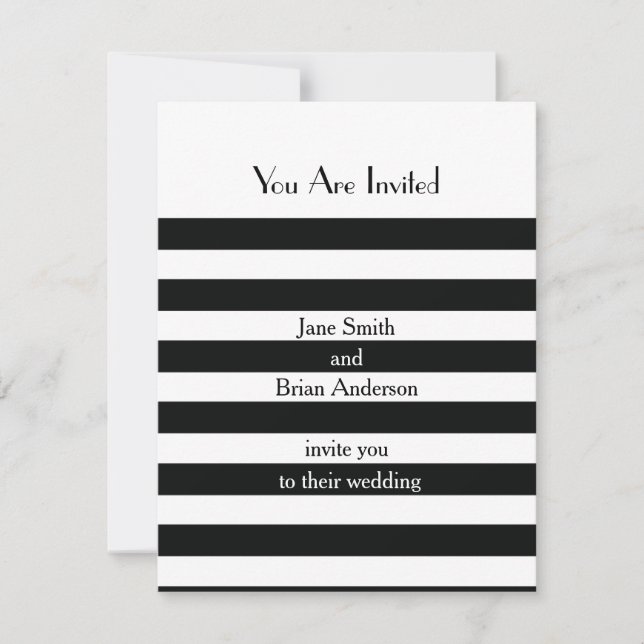 French Stripes in Black Invitation (Front)