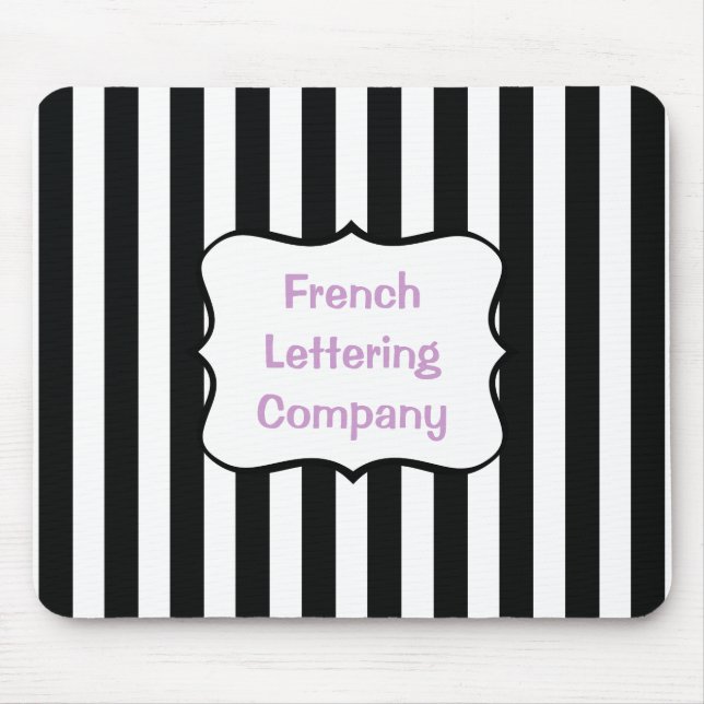 French Stripes in Black Mouse Pad (Front)