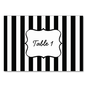 French Stripes in Black Table Number