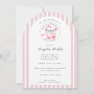 French Stripes Prosecco Primrose Petal Shower Invitation
