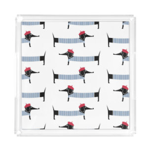 French style dog, cartoon pattern. acrylic tray