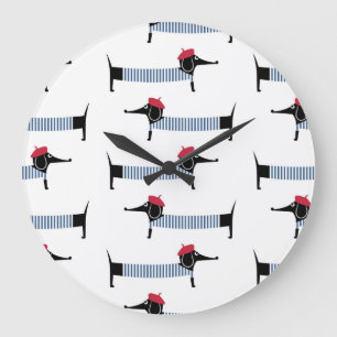 French style dog, cartoon pattern. large clock