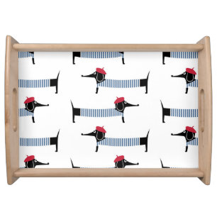 French style dog, cartoon pattern. serving tray