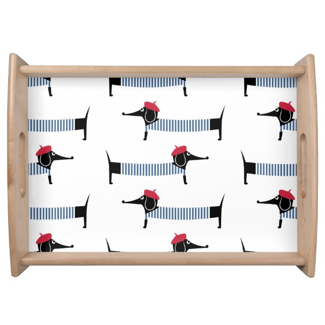 French style dog, cartoon pattern. serving tray (Front)