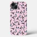 French Style Dressed Cat With Eiffel Tower Pattern iPhone 13 Case