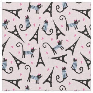 French Style Dressed Cat With Eiffel Tower Pattern Fabric