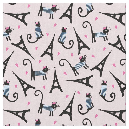 French Style Dressed Cat With Eiffel Tower Pattern Fabric