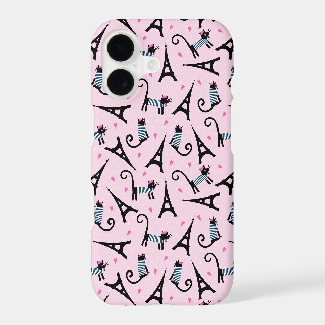 French Style Dressed Cat With Eiffel Tower Pattern Iphone Case (Back)