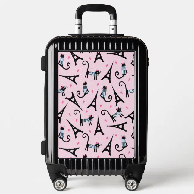 French Style Dressed Cat With Eiffel Tower Pattern Luggage Zazzle