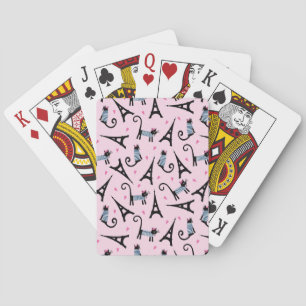 French Style Dressed Cat With Eiffel Tower Pattern Poker Cards