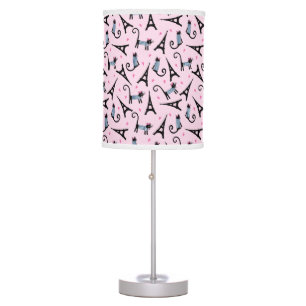 French Style Dressed Cat With Eiffel Tower Pattern Table Lamp