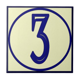 French Style House Numbers 3 Tile