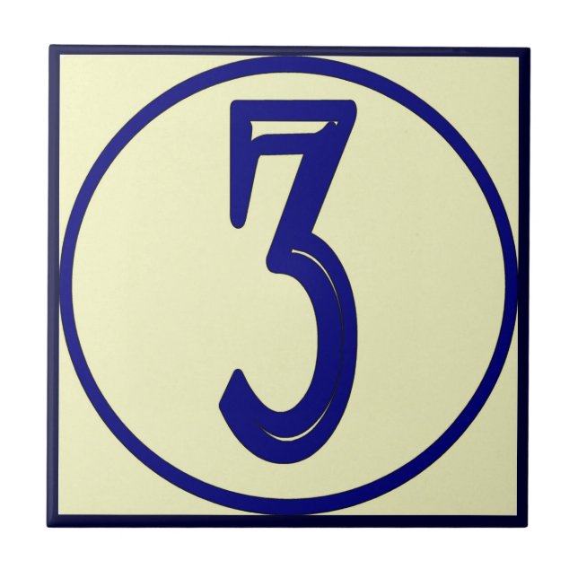 French Style House Numbers 3 Tile (Front)