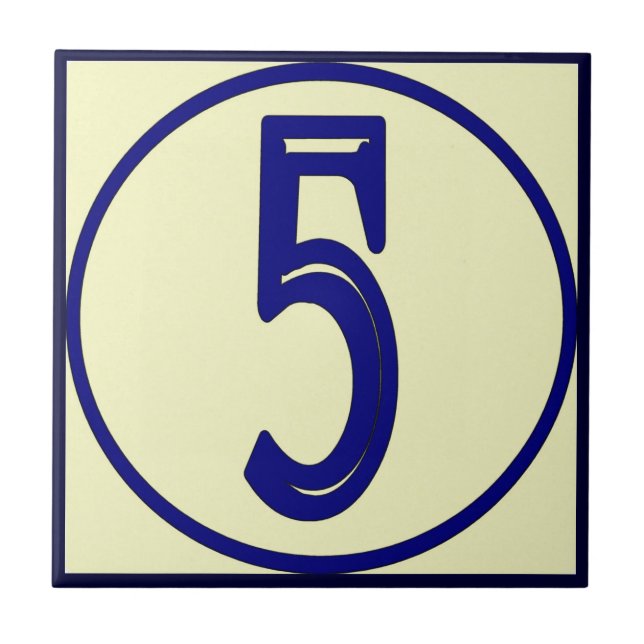 French Style House Numbers 5 Tile (Front)