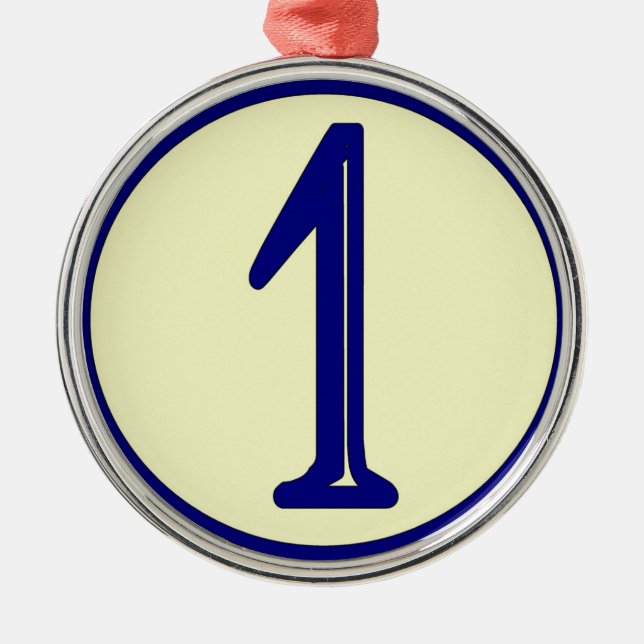 French Style Number 1 Metal Ornament (Front)