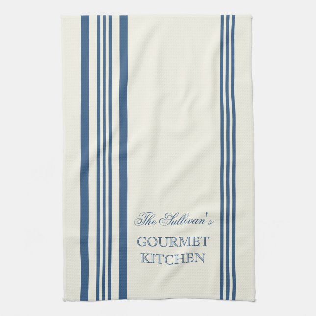 French Style Stripe Personalized Kitchen Towels (Vertical)