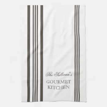 French Style Stripe Personalized Kitchen Towels by TrendyKitchens at Zazzle