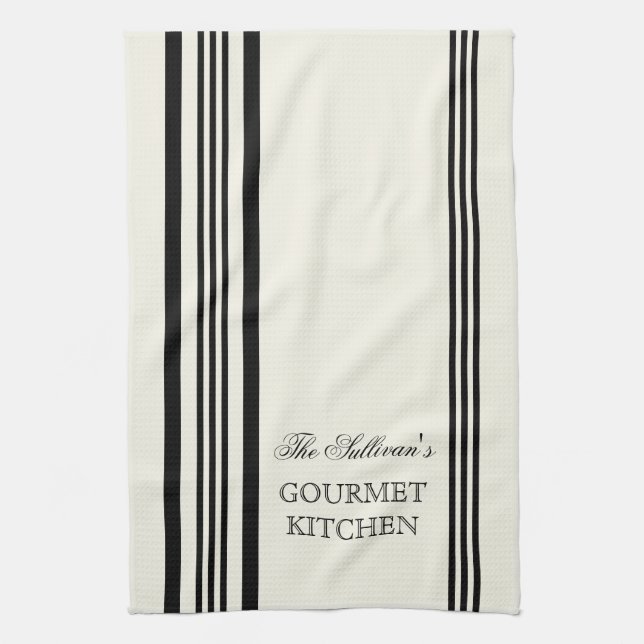 French Style Stripe Personalized Kitchen Towels (Vertical)