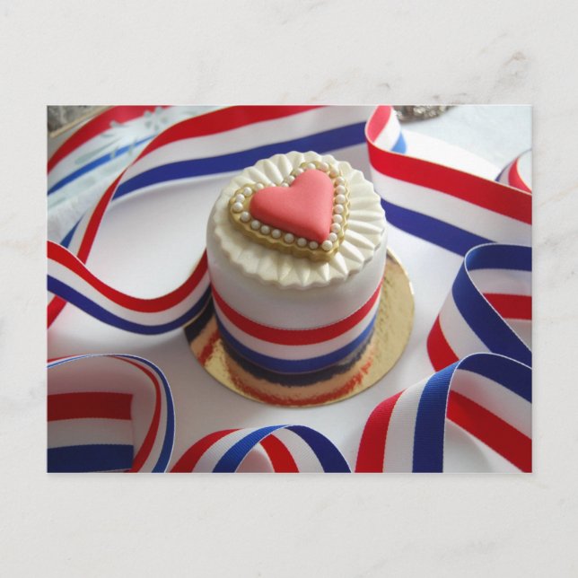 French Style Valentine's Cake Postcard (Front)
