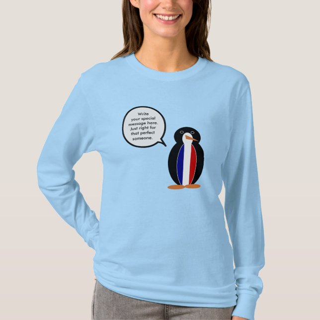 French Talking Ms Penguin Personalized T-Shirt (Front)