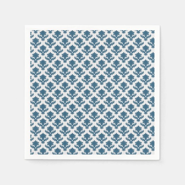 French Tapestry Blue and White Wedding Napkins (Front)