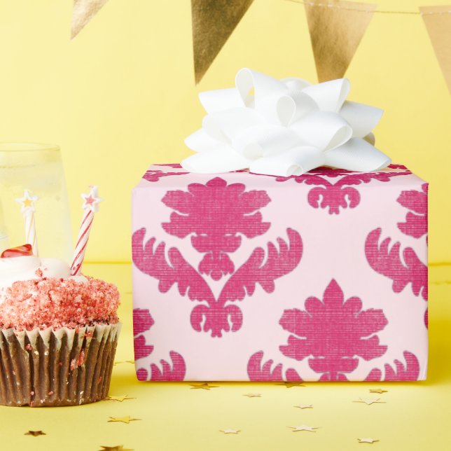 French Tapestry Magenta and Soft Pink Wrapping Paper (Birthday Party)