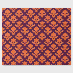 French Tapestry Orange Burgundy Wrapping Paper