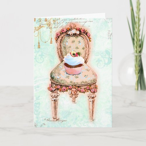 French Tea Party Cupcake Design Card