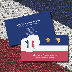 French Teacher Business Card with France Map