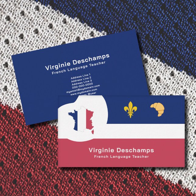 French Teacher Business Card with France Map (French Teacher Business Card )