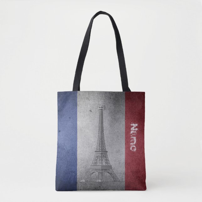 French Teacher Gift Retro Flag Personalized Tote Bag (Front)