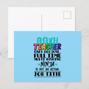 French Teacher Only Because Full Time Multi Task Postcard