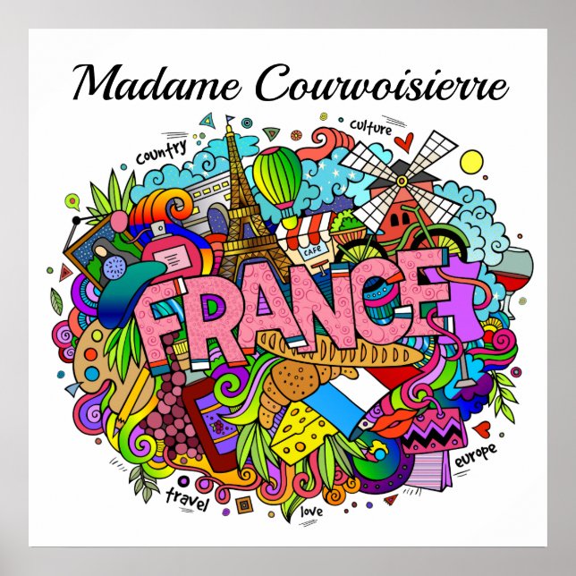 French Teacher or France Art Poster (Front)