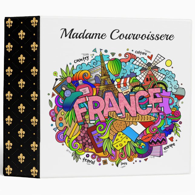 French Teacher School Binder White Background (Front/Spine)