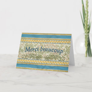 French Thank You, Embroidered Fabric You Card