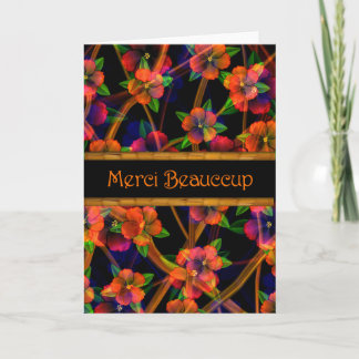 French Thank You Romantic Flowers Card- Blank Card