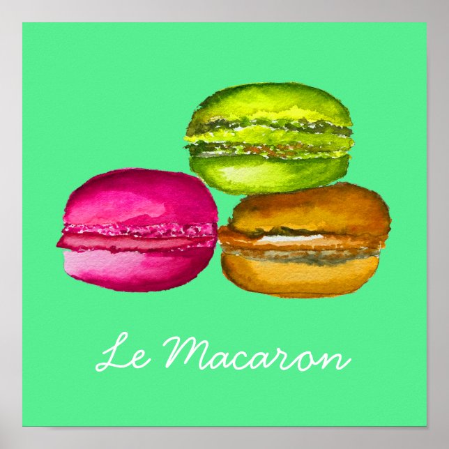 French theme Le Macaron cute watercolor art Poster (Front)
