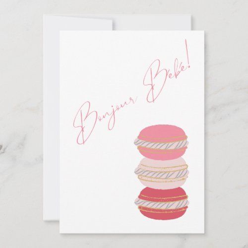 French Theme Macarons Pink Girl Baby Shower  Invitation